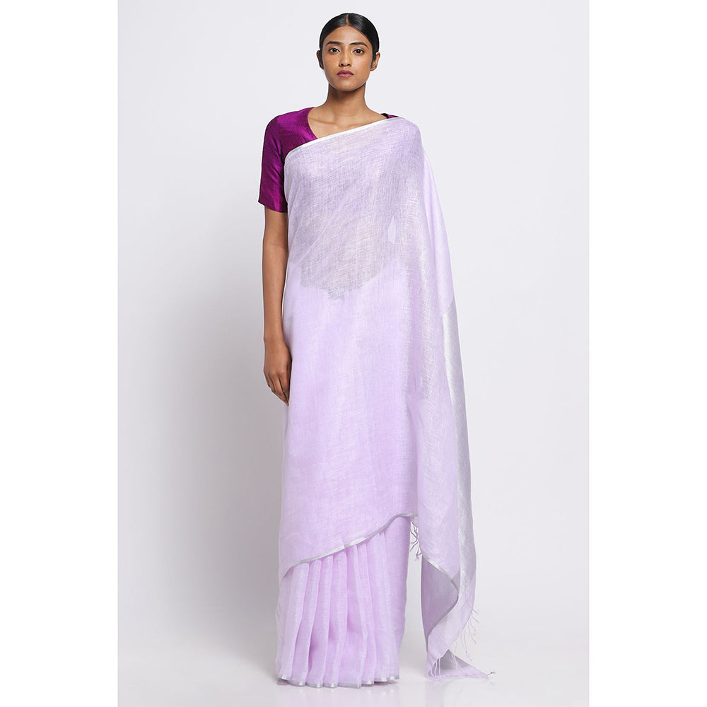 Via East Lavender Linen Saree with Unstitched Blouse