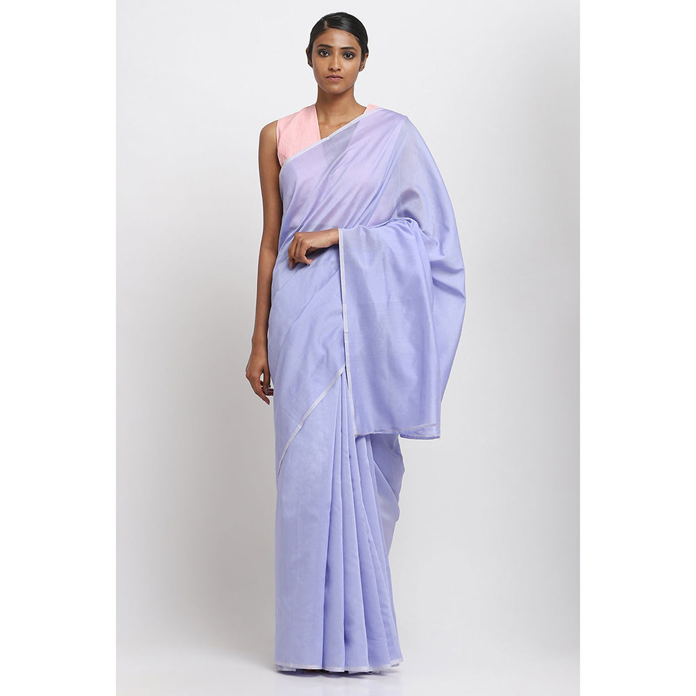 Via East Blue Sooti Saree With Unstitched Blouse