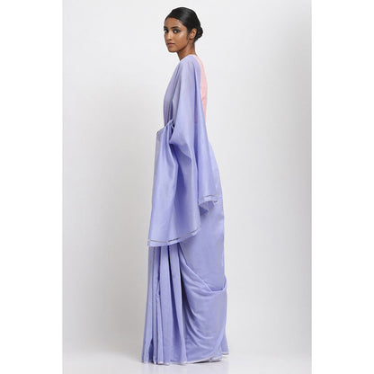 Via East Blue Sooti Saree With Unstitched Blouse