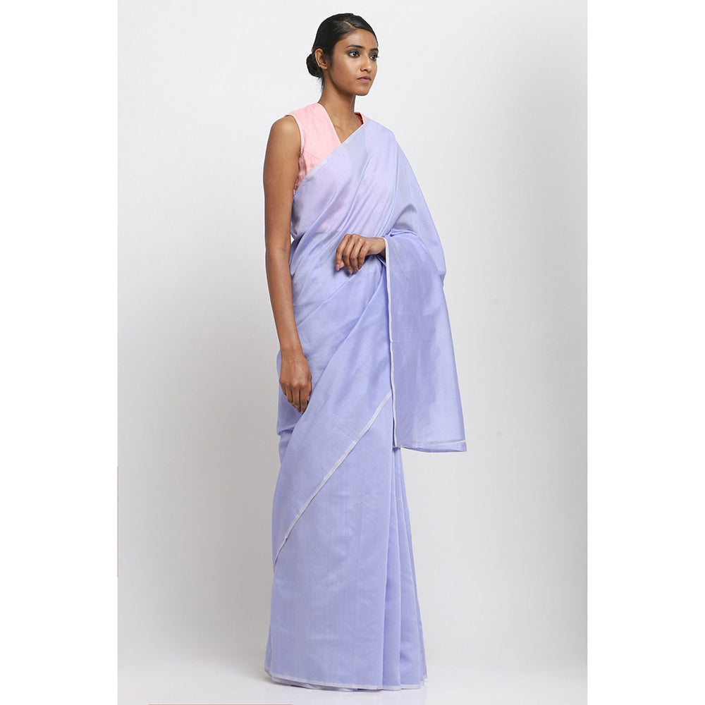 Via East Blue Sooti Saree With Unstitched Blouse