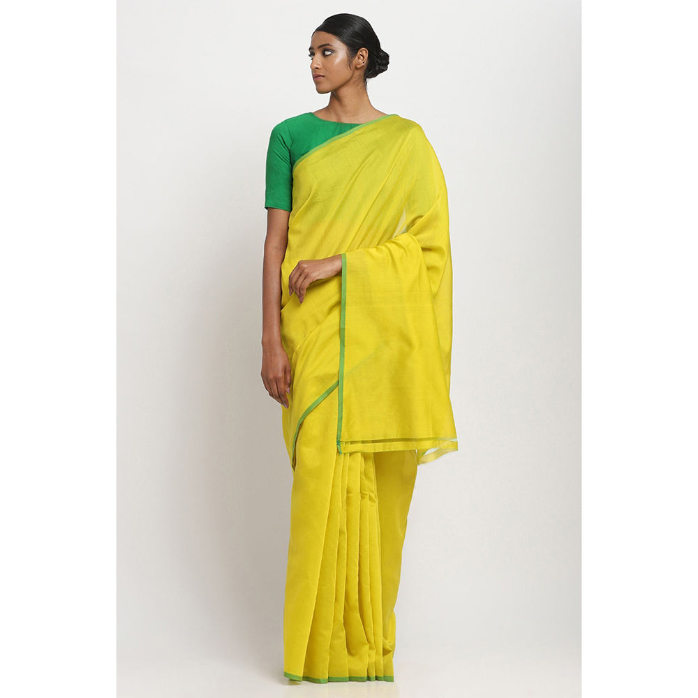 Via East Yellow Sooti Saree With Unstitched Blouse
