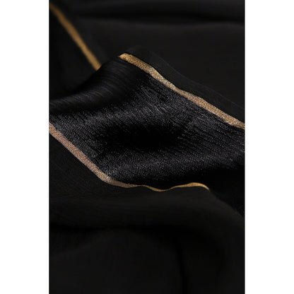 Via East Black Chiffon Satin Saree