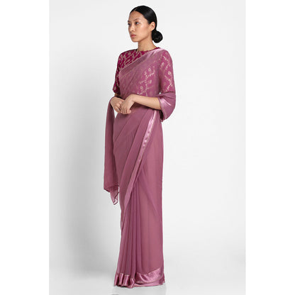 Via East Onion Pink Chiffon Satin Saree