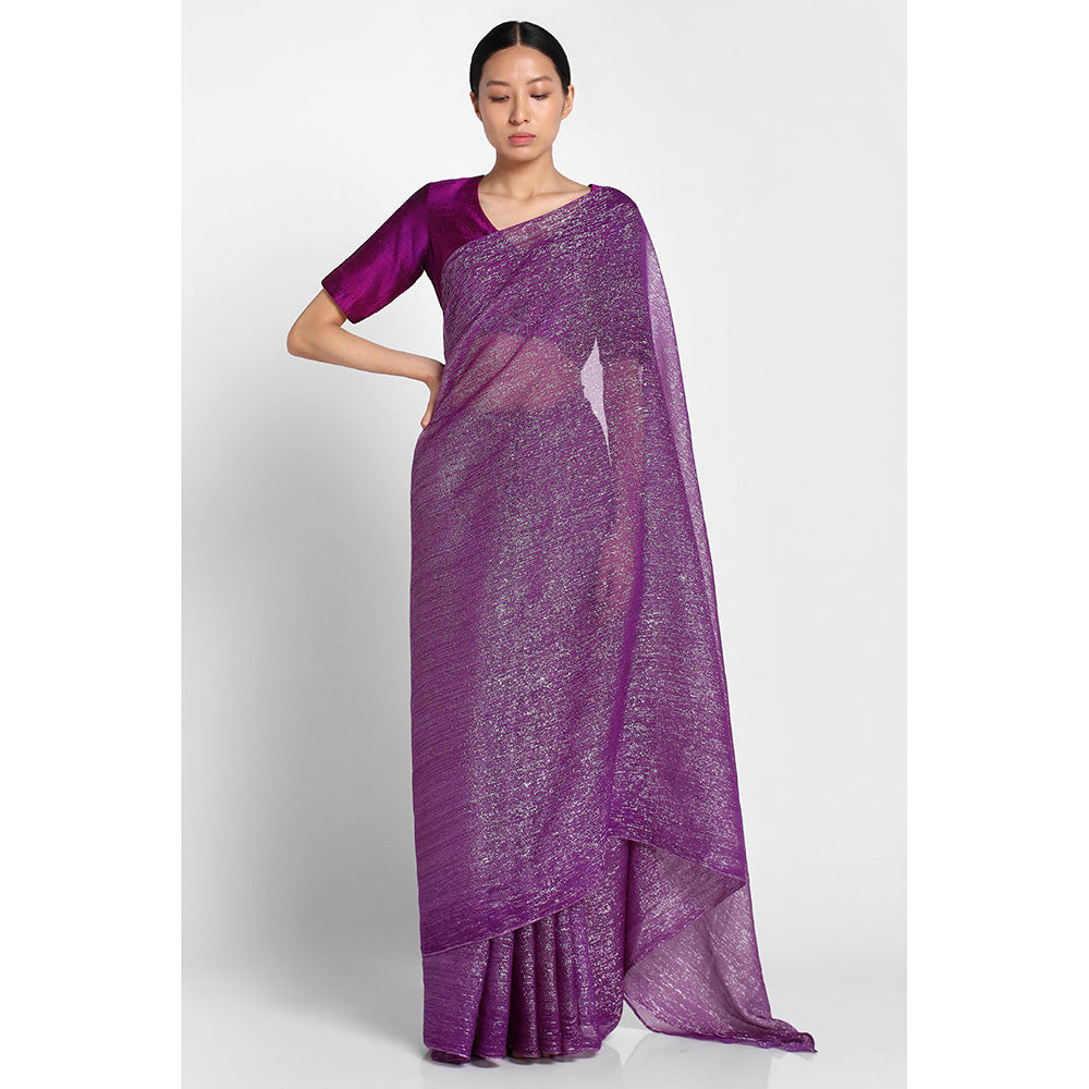 Via East Purple Georgette Kaumudi Saree