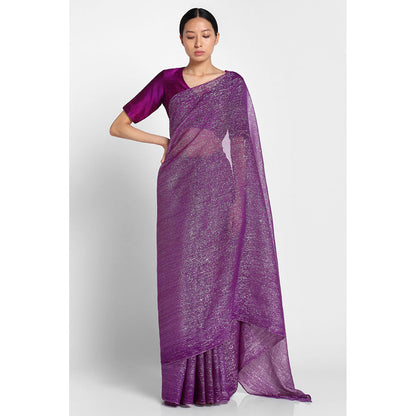 Via East Purple Georgette Kaumudi Saree