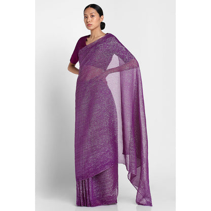 Via East Purple Georgette Kaumudi Saree