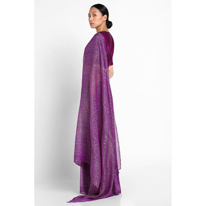 Via East Purple Georgette Kaumudi Saree