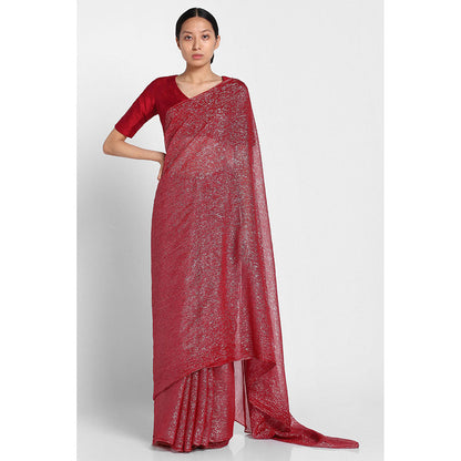 Via East Maroon Georgette Kaumudi Saree