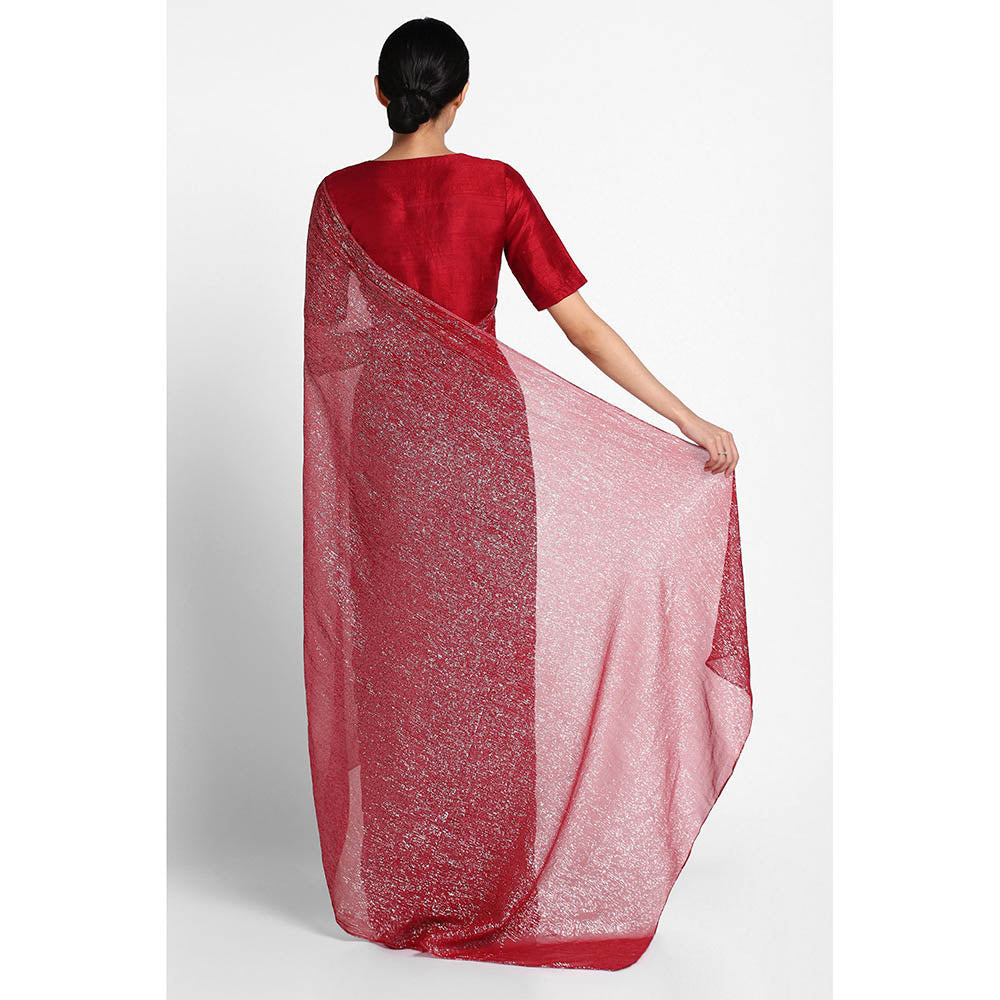 Via East Maroon Georgette Kaumudi Saree