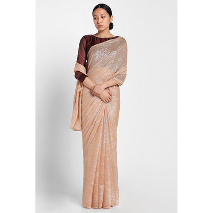 Via East Nude Georgette Kaumudi Saree