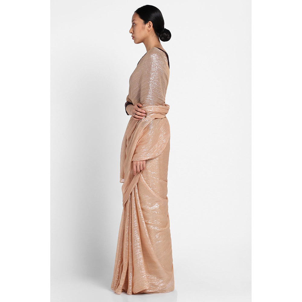 Via East Nude Georgette Kaumudi Saree