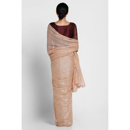Via East Nude Georgette Kaumudi Saree