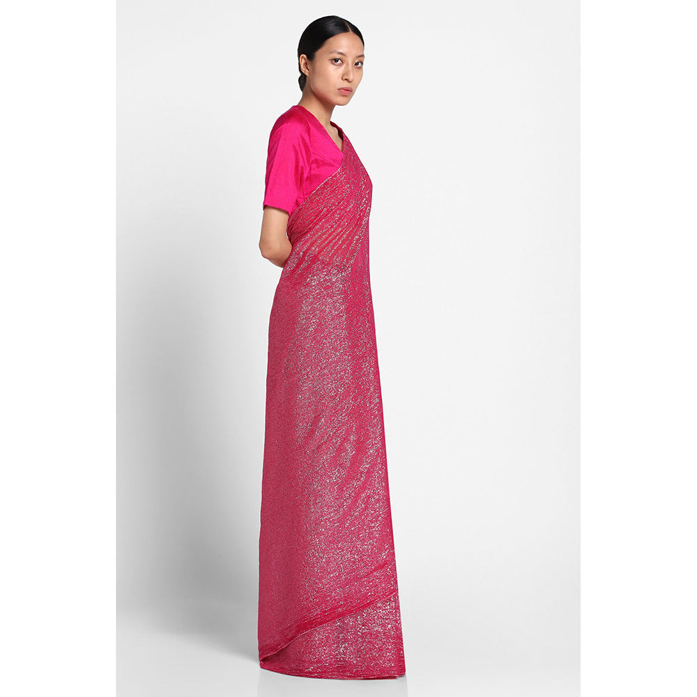 Via East Pink Georgette Kaumudi Saree