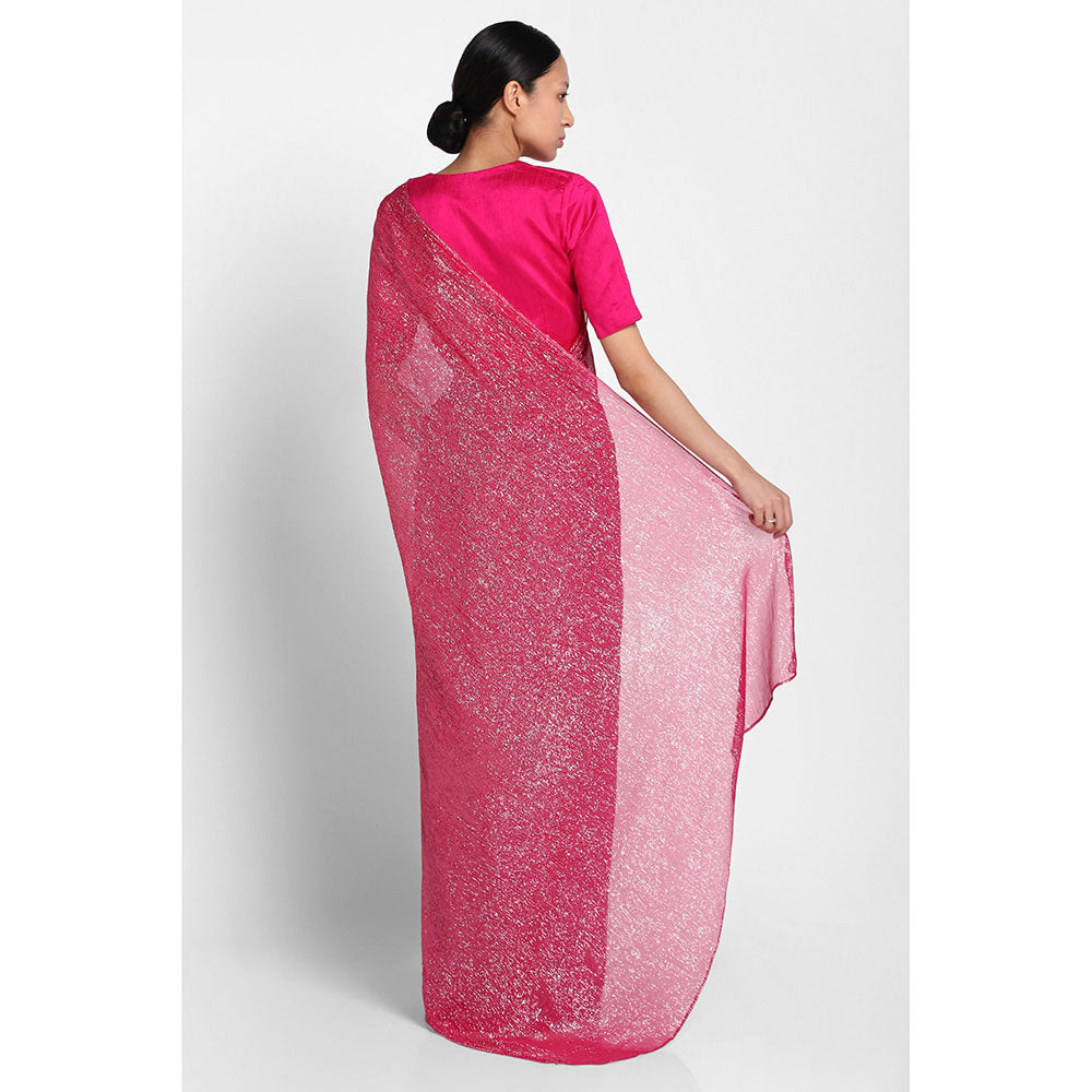 Via East Pink Georgette Kaumudi Saree