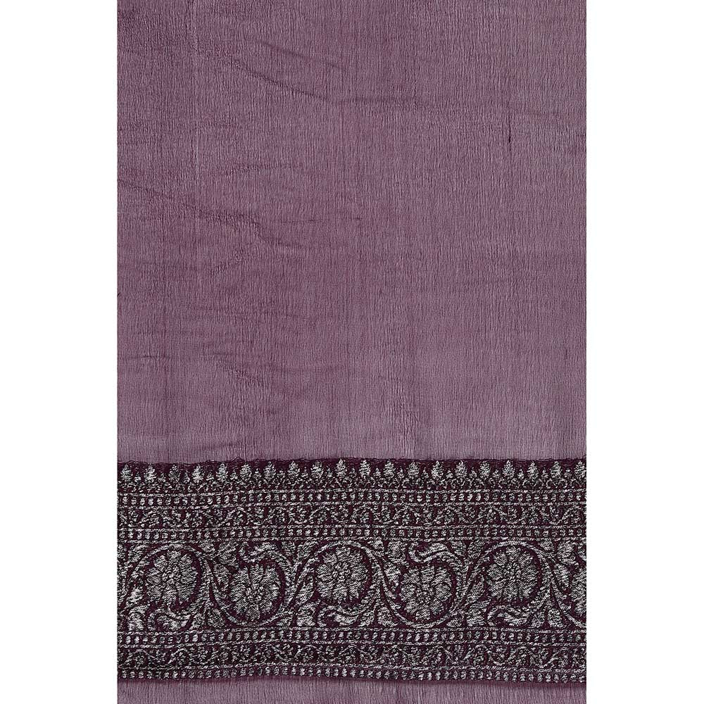 Via East Dark Purple Georgette Banarasi Chandrima Saree with Unstitched Blouse