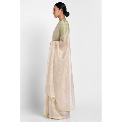 Via East Cream Kota Silk Leheriya Saree