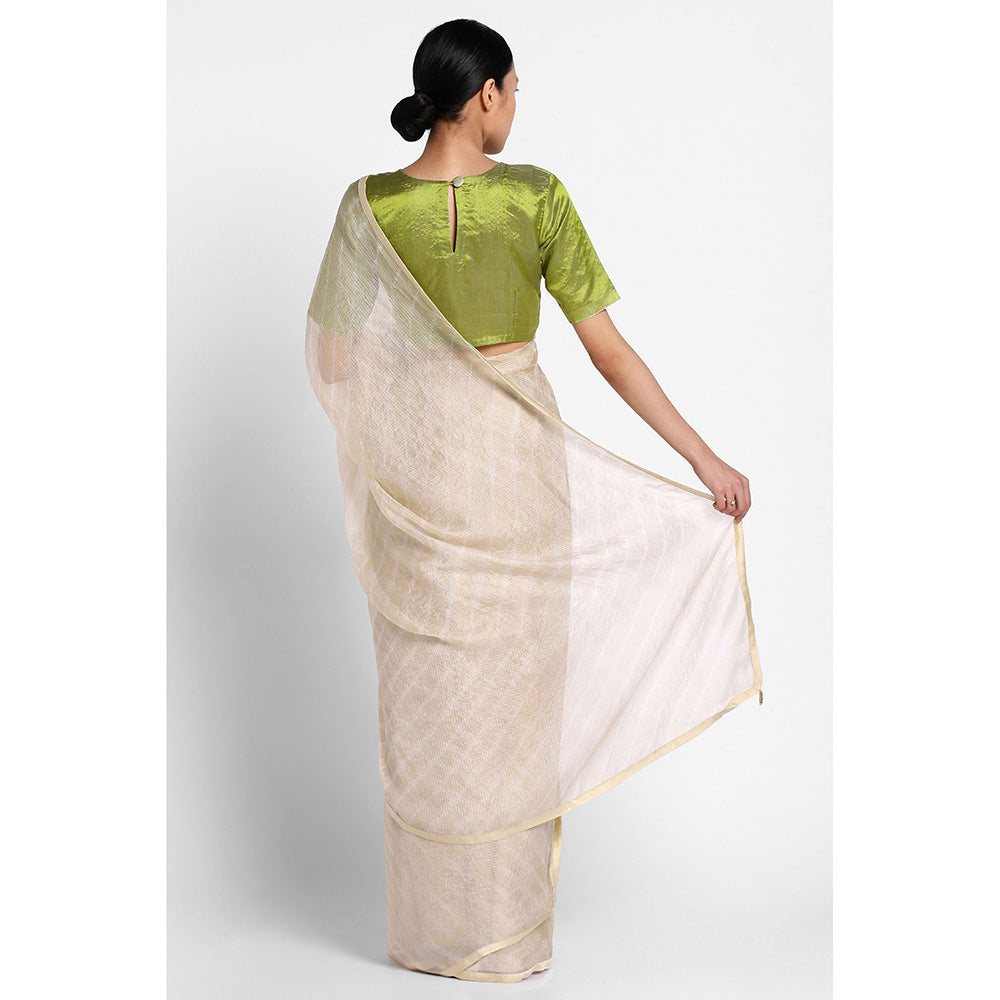 Via East Cream Kota Silk Leheriya Saree