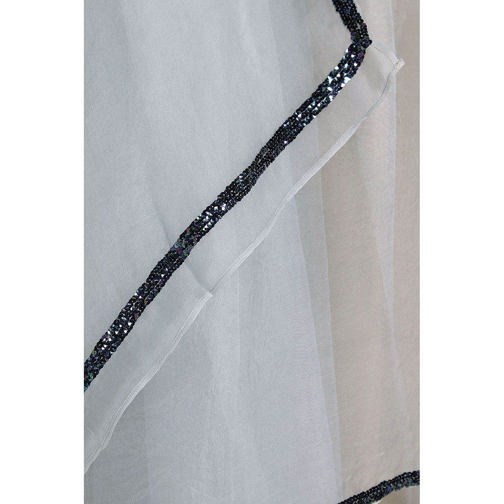 Via East Grey Organza Sequin Celeste Saree