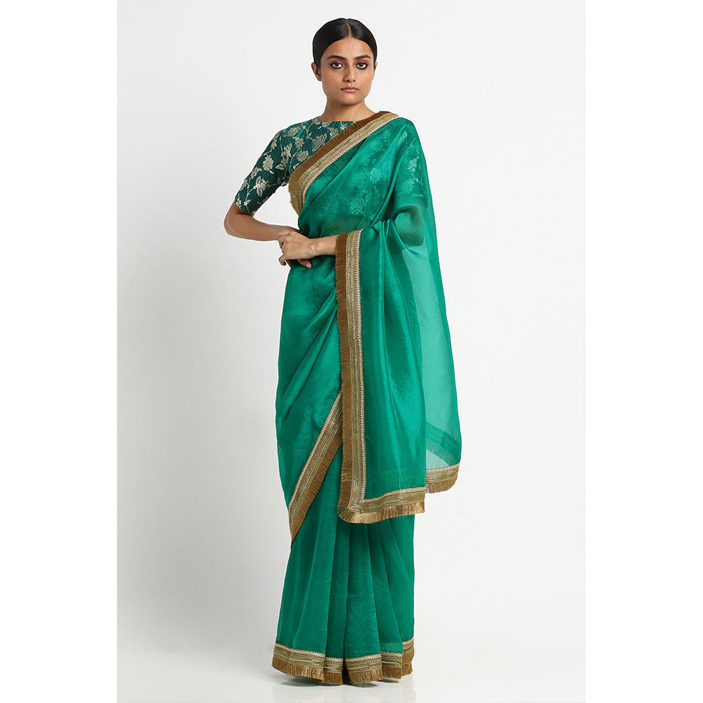 Via East Green Organza Rekha Saree