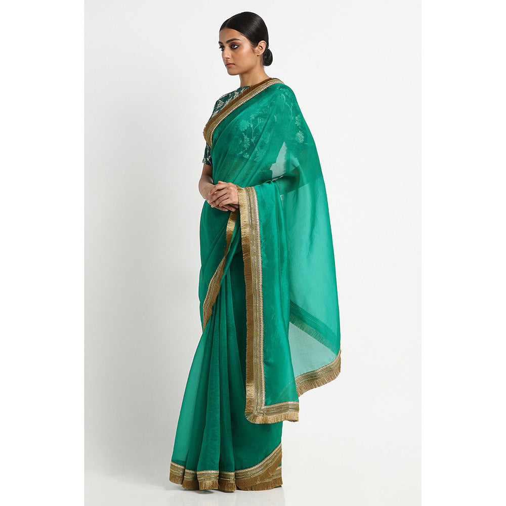 Via East Green Organza Rekha Saree