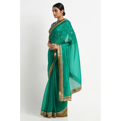 Via East Green Organza Rekha Saree