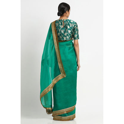 Via East Green Organza Rekha Saree