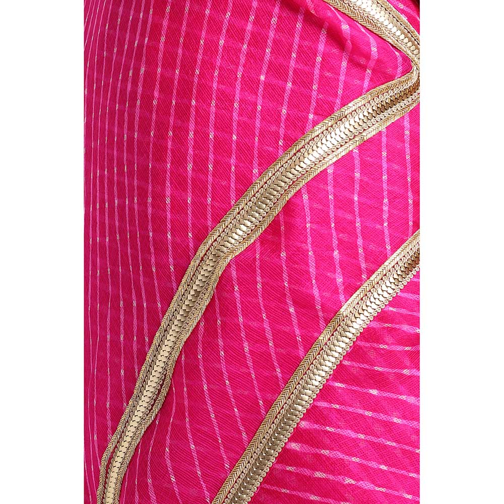 Via East Rani Pink Kota Silk Leheriya Saree