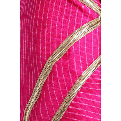 Via East Rani Pink Kota Silk Leheriya Saree
