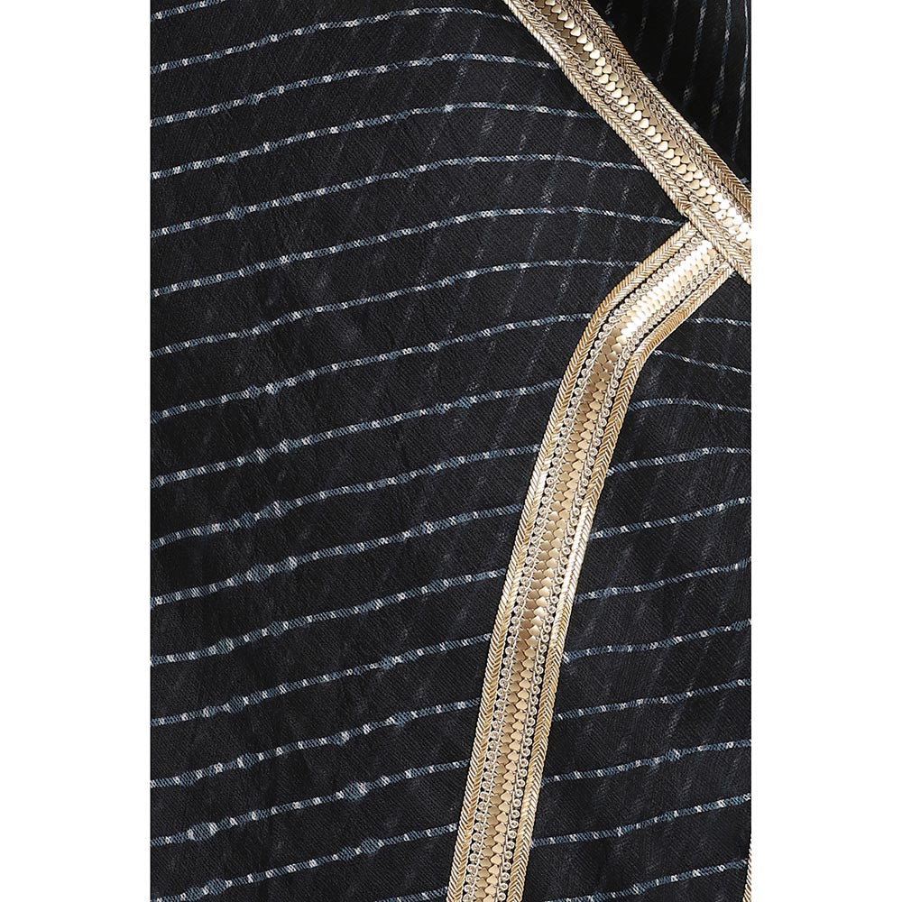 Via East Black Kota Silk leheriya Saree