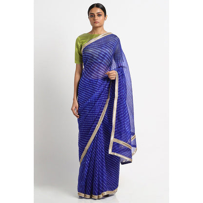 Via East Blue Kota Silk Leheriya Saree