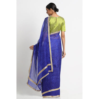 Via East Blue Kota Silk Leheriya Saree