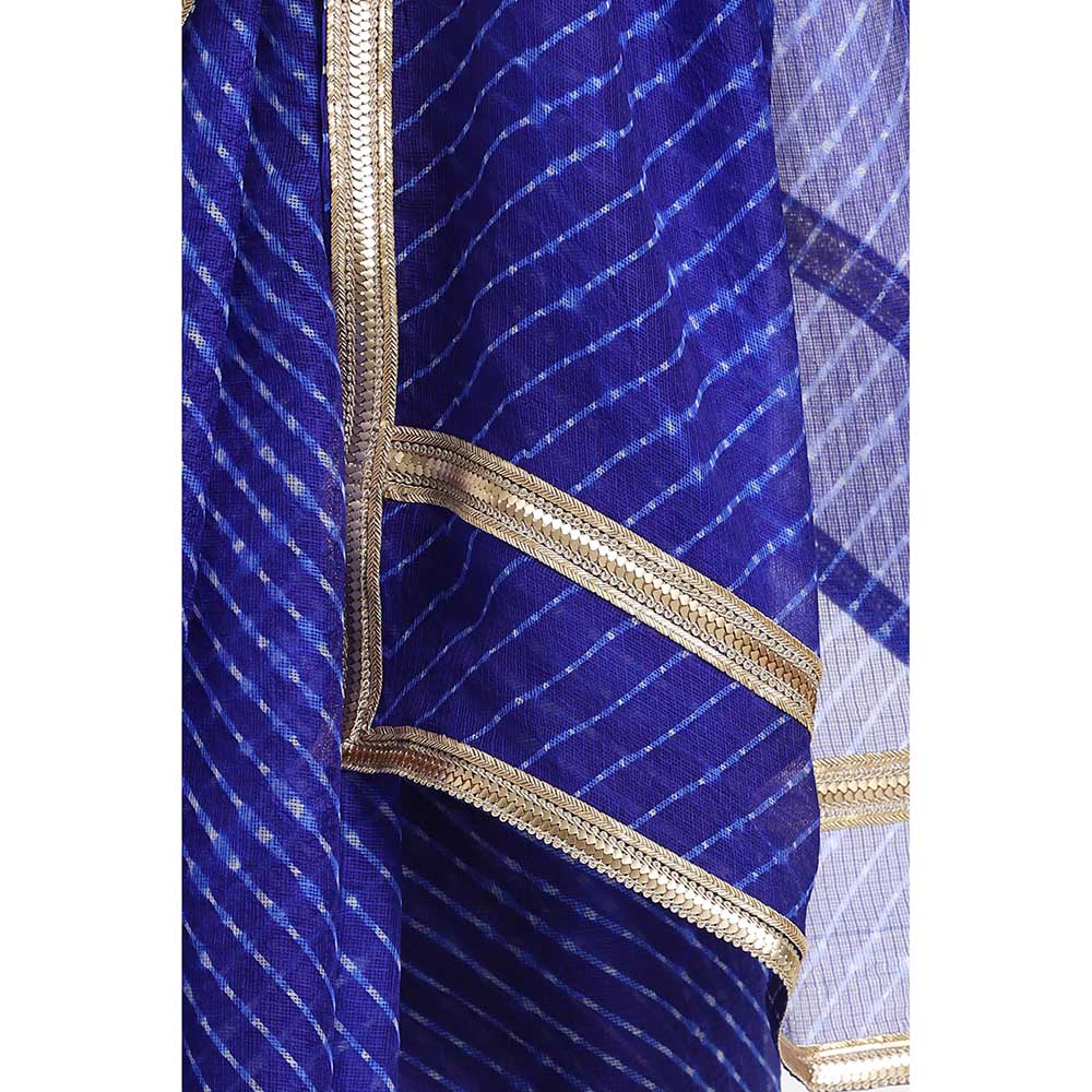 Via East Blue Kota Silk Leheriya Saree