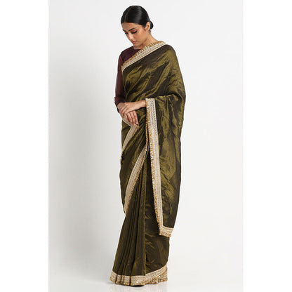 Via East Olive Tissue Zainab Saree