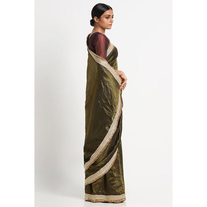 Via East Olive Tissue Zainab Saree