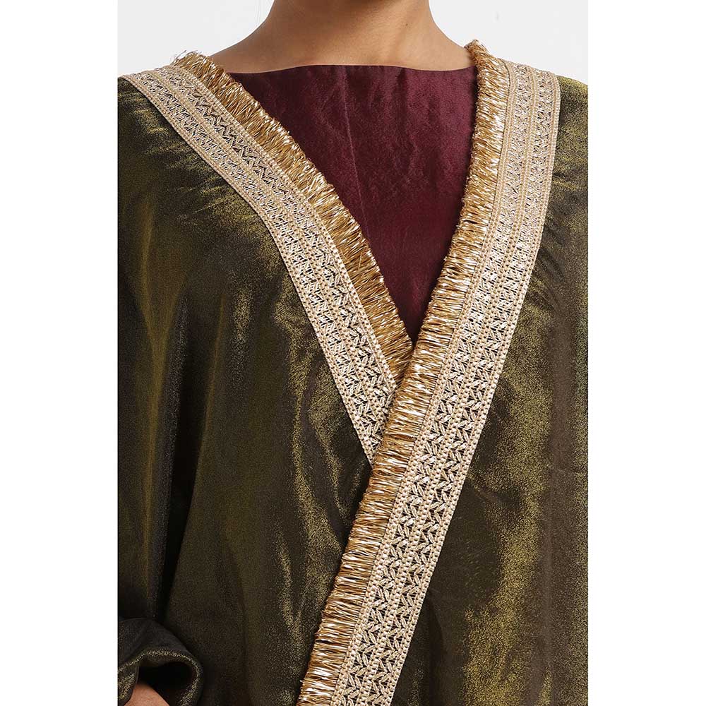 Via East Olive Tissue Zainab Saree