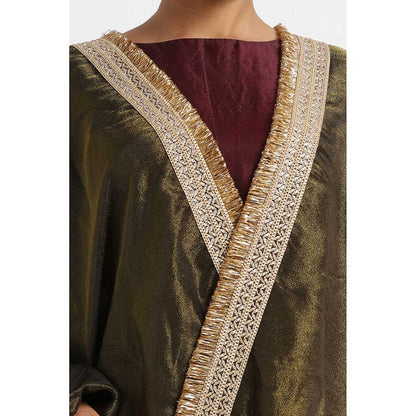 Via East Olive Tissue Zainab Saree