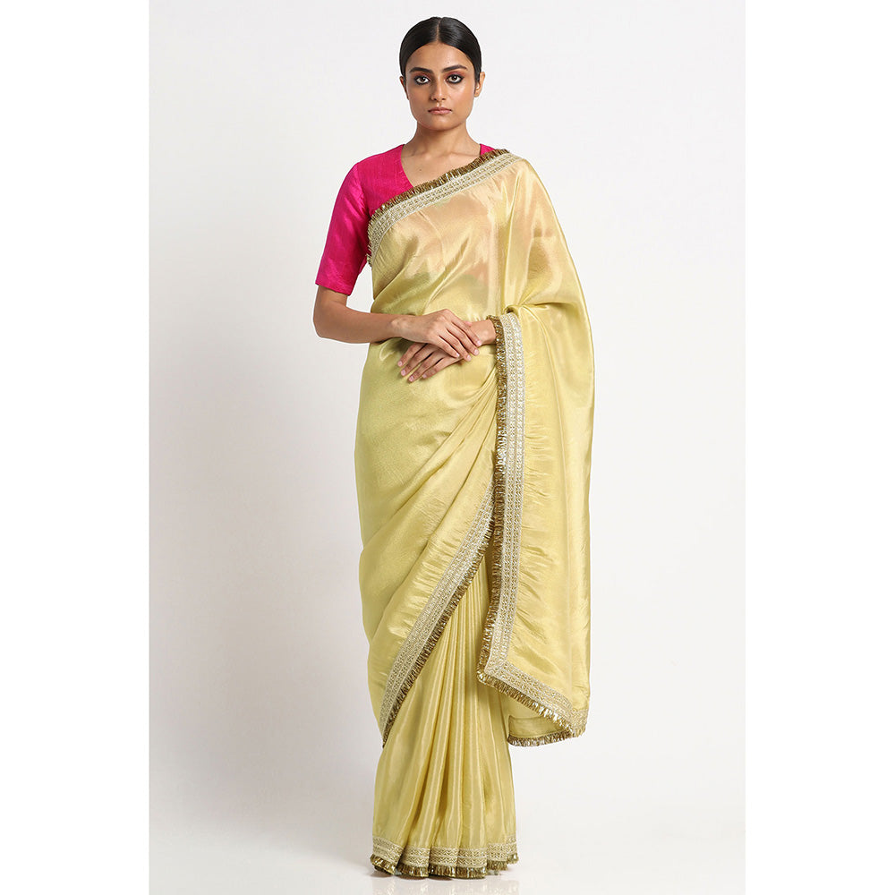 Via East Golden Tissue Zainab Saree