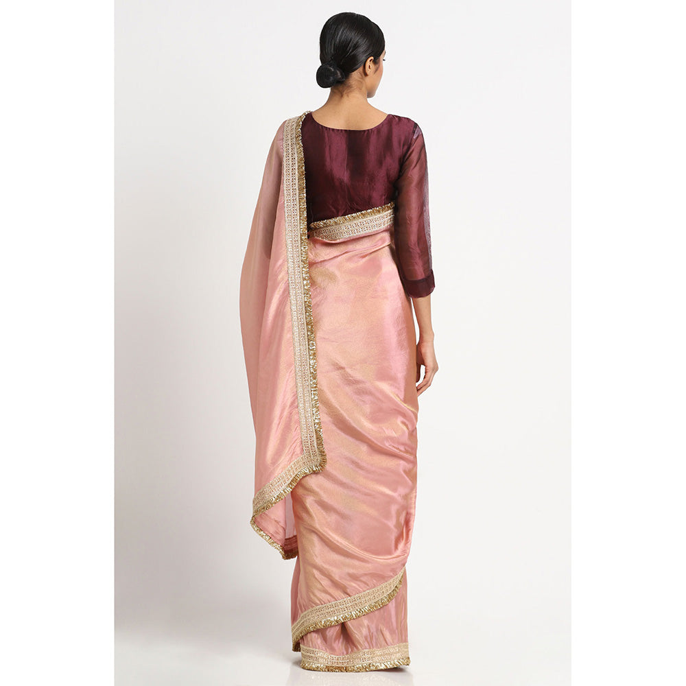 Via East Dusty Pink Tissue Zainab Saree