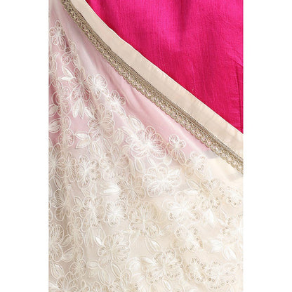 Via East Ivory Yellow Georgette Embroidered Embellished Saree