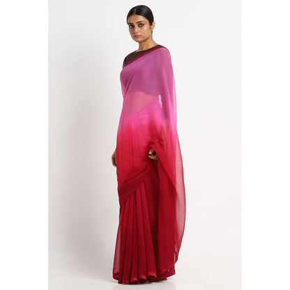 Via East Purple Maroon Chiffon Ombre Saree