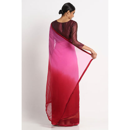 Via East Purple Maroon Chiffon Ombre Saree