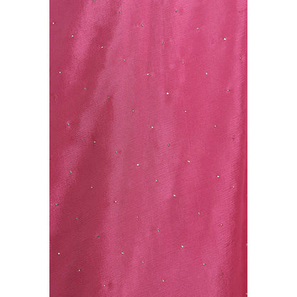 Via East Onion Pink Ombre Mukaish Crepe Saree with Unstitched Blouse