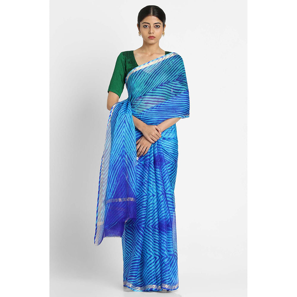 Via East Blue Kota Silk Arishi Saree with Unstitched Blouse