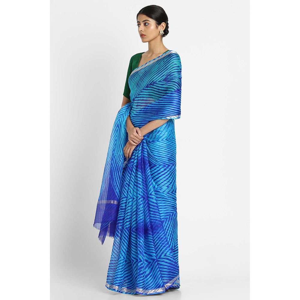 Via East Blue Kota Silk Arishi Saree with Unstitched Blouse
