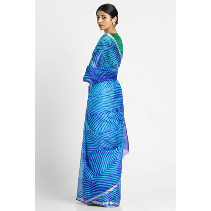 Via East Blue Kota Silk Arishi Saree with Unstitched Blouse
