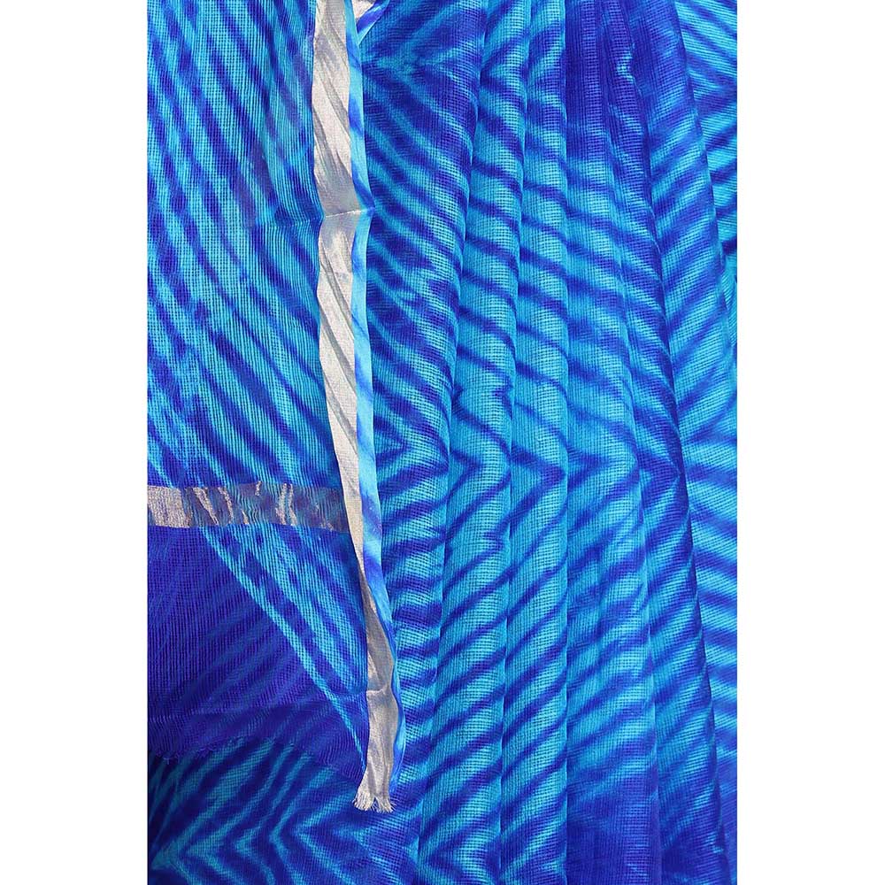 Via East Blue Kota Silk Arishi Saree with Unstitched Blouse