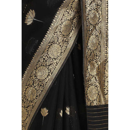 Via East Black Kusum Georgette Banarasi Saree with Unstitched Blouse
