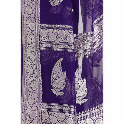 Via East Purple Georgette Banarasi Saree with Unstitched Blouse