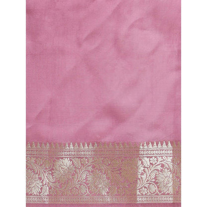 Via East Brown Organza Banarasi Saree with Unstitched Blouse