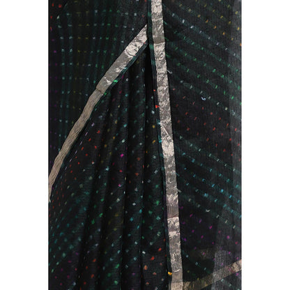 Via East Green Kota Silk Leheriya Saree with Unstitched Blouse